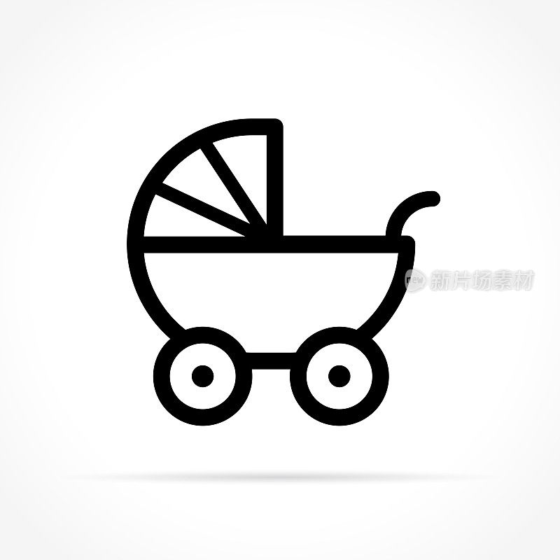 婴儿车图标上的白色背景