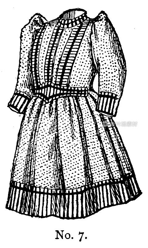 19世纪少女服饰装饰时尚板块;维多利亚时代的服装和最新时装1893年