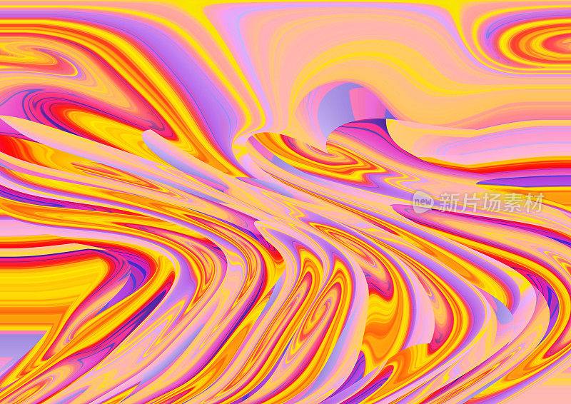 紫色、黄色和橙色的迷幻图案。抽象的背景。
