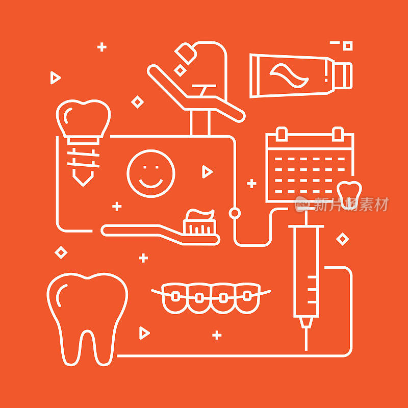 牙科相关概念设计模板。大纲抽象的象征