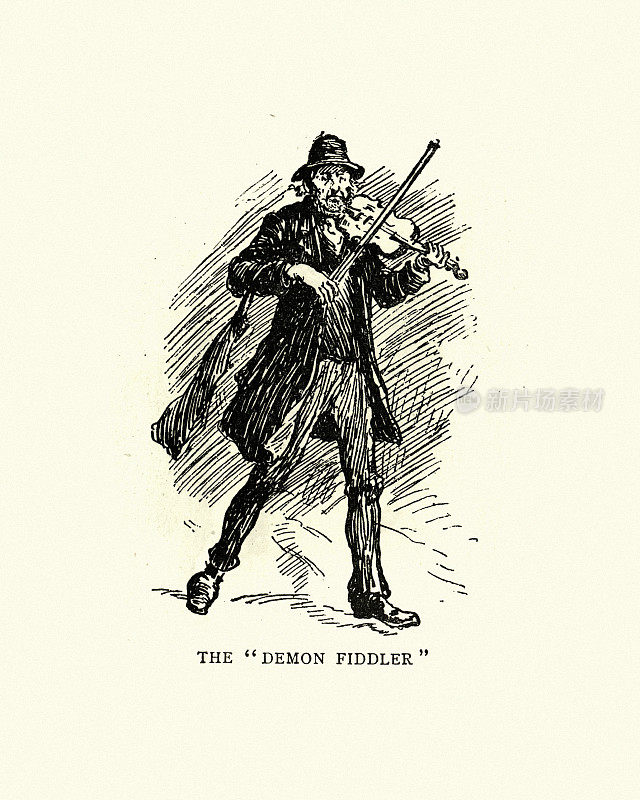 恶魔小提琴手,维多利亚时代演奏小提琴的街头艺人,19世纪