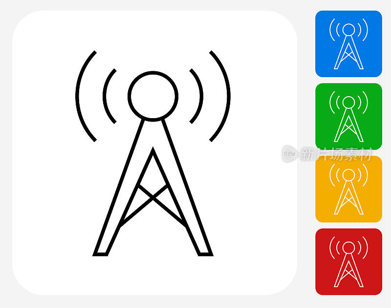 带有声波图标的通信无线电塔