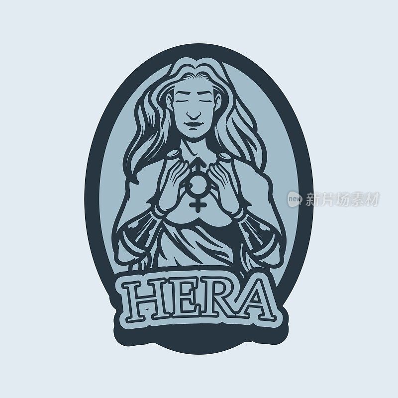 希腊神和女神矢量插图系列的赫拉。希腊诸神。神话。赫拉，古希腊神话中奥林匹斯神宙斯的妻子和三姐妹之一