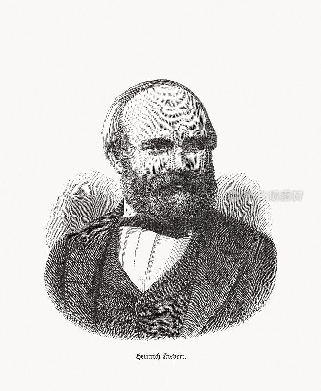 海因里希・基珀特(1818-1899)，德国地理学家，木刻，1893年出版