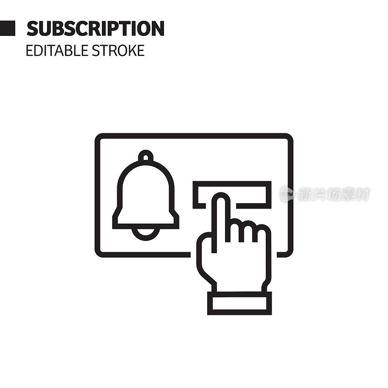 订阅线图标,轮廓向量符号插图。