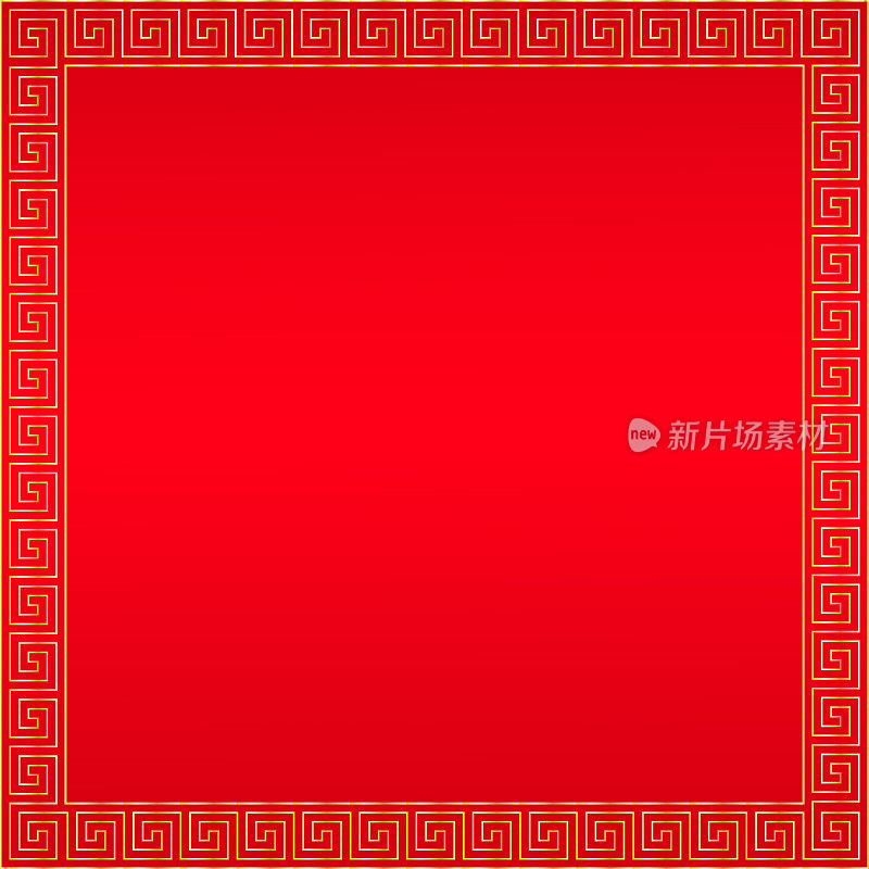 无缝曲流模式框架在红色和金色，希腊关键模式背景