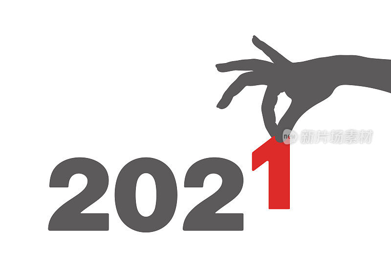 2021年新年，一个女人的手轮廓