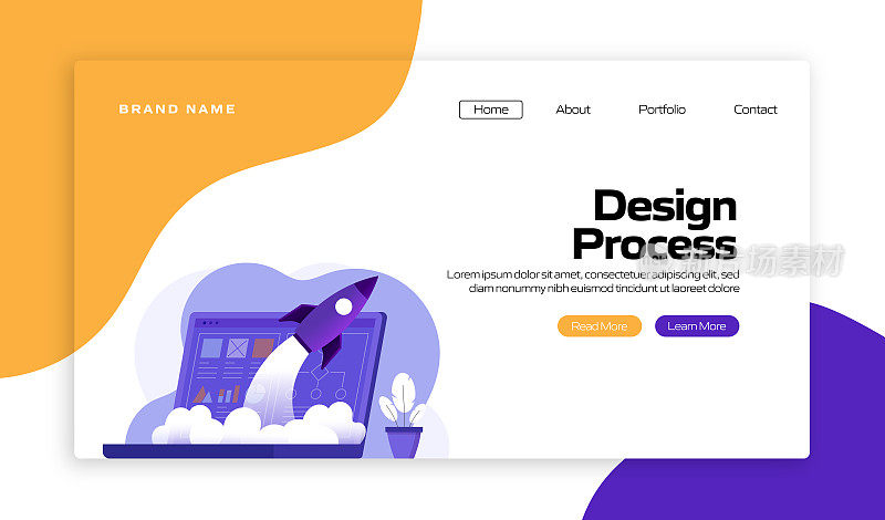 设计过程概念矢量插图登陆页模板，网站横幅，广告和营销材料，在线广告，业务演示等。