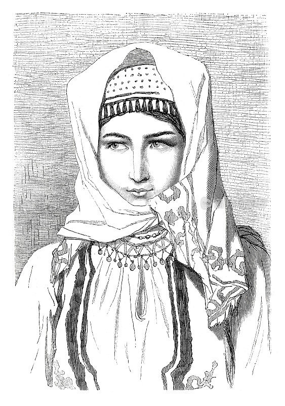 1870年，穿着传统服装的波斯尼亚年轻女子