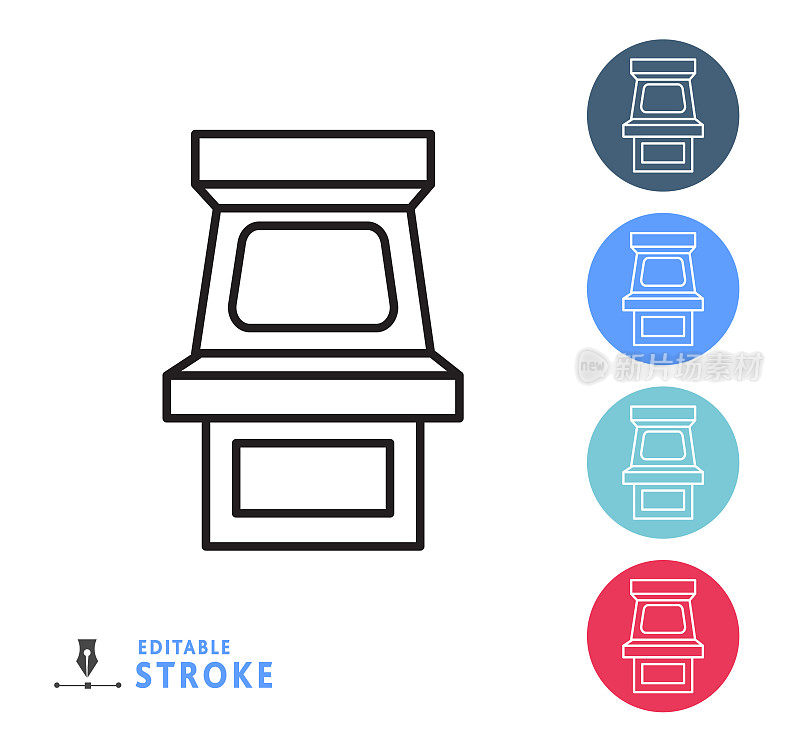 电子竞技和游戏街机柜细线图标-可编辑笔触