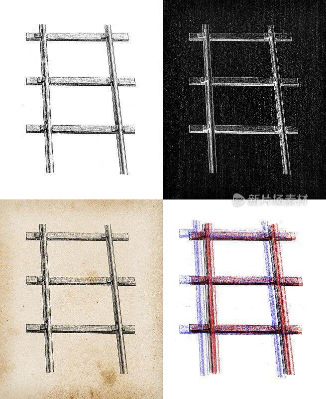 科学发现的古董插图:铁路轨道