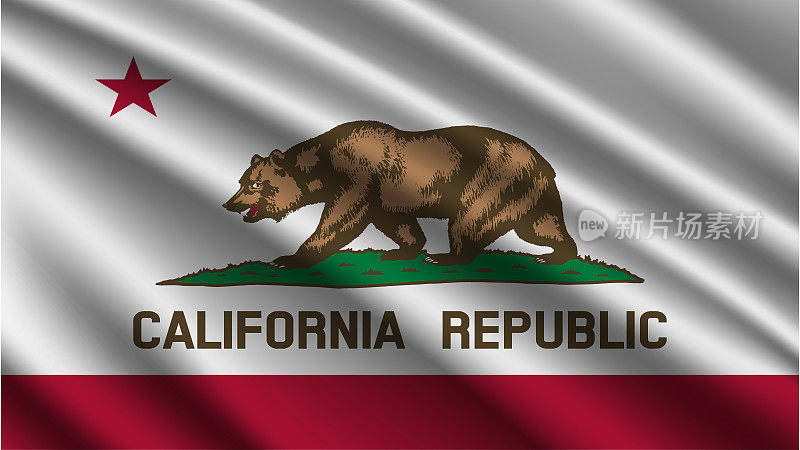 加利福尼亚州-加利福尼亚州国旗-加利福尼亚州国旗高细节-国旗加利福尼亚州波浪图案可循环元素-织物纹理和无尽的循环-加利福尼亚州可循环国旗-美国州旗-挥舞的旗帜