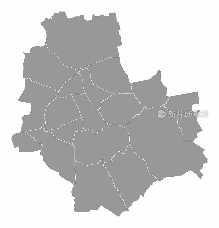 华沙城市行政地图