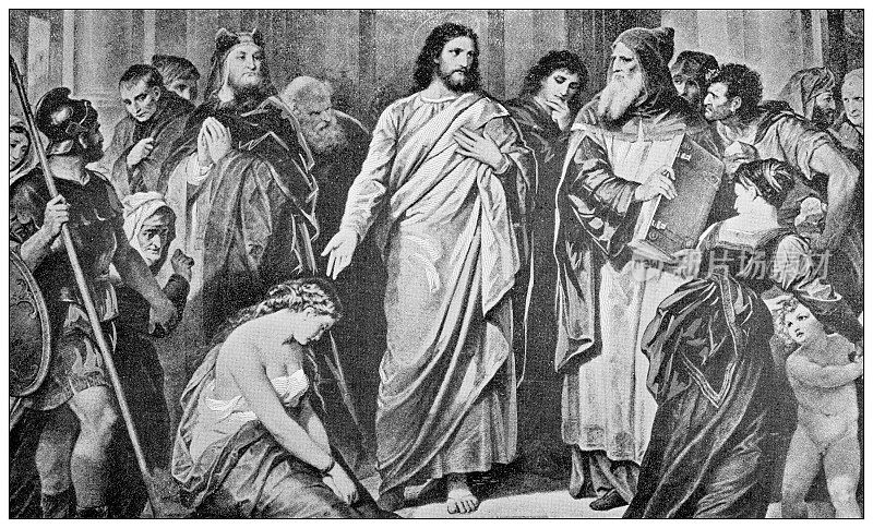 古色古香的宗教画作:霍夫曼的《基督与奸妇》