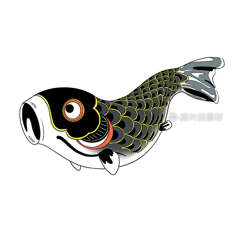 日本游鲤鱼纹(黑色)