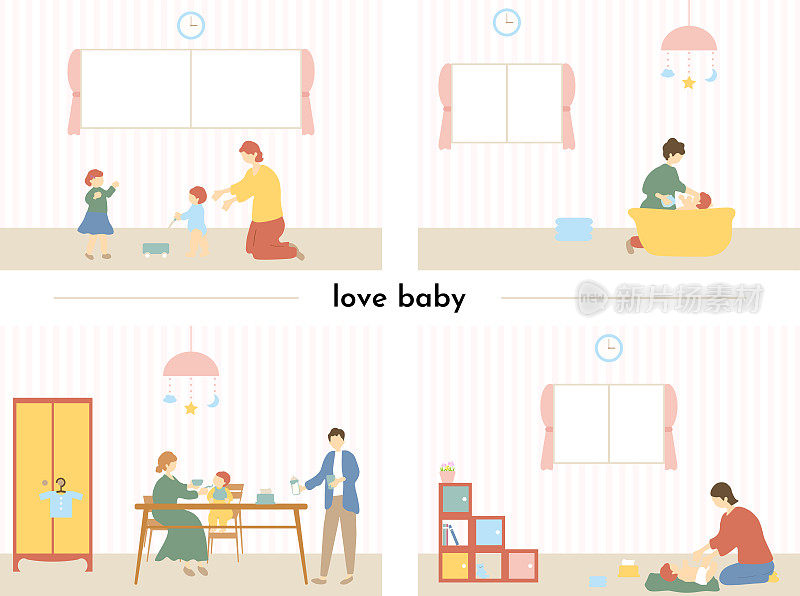 家庭和婴儿插图
育儿插图