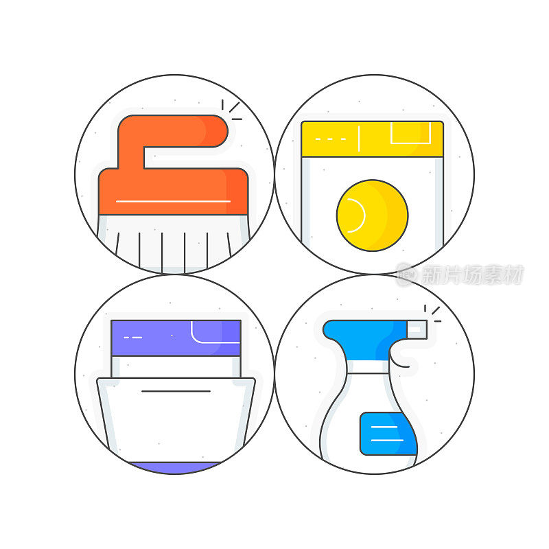 刷子，洗衣机，洗碗机，喷雾图标