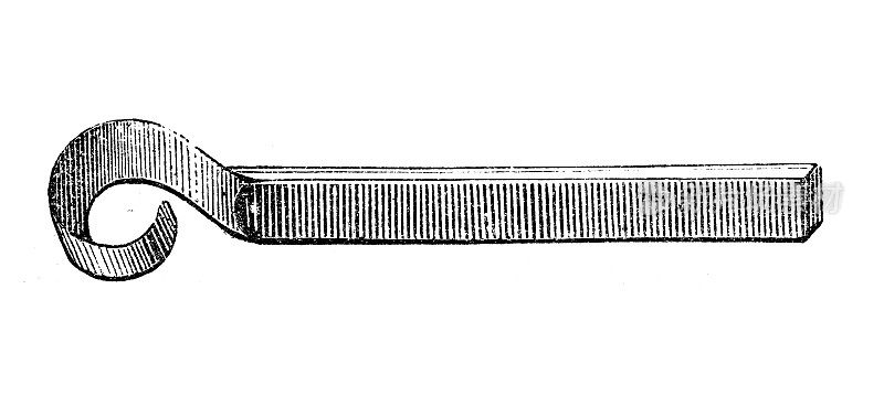 古董插图，应用机械和机器:车床，车削机，金属器皿工具