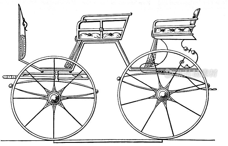 1851年伦敦水晶宫展览，双座，一排一排，敞篷轻型马车