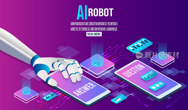人工智能(AI)概念具有ChatGPT、人工智能聊天机器人、机器学习、数字大脑等未来技术。矢量插图eps10