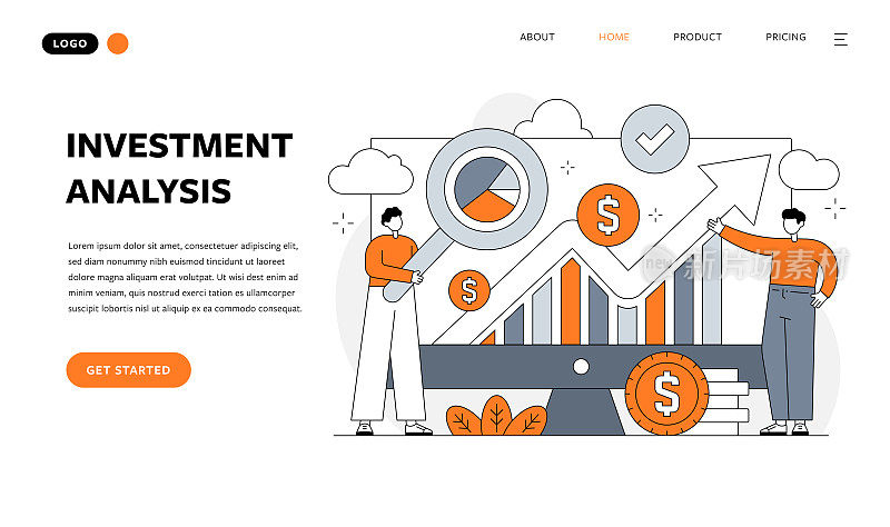 投资分析平面设计矢量插图