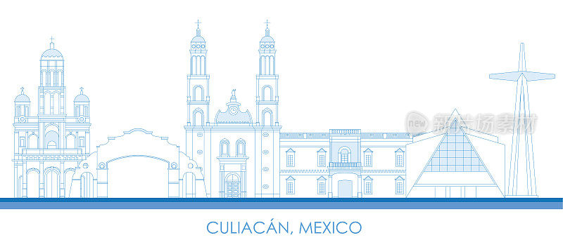 墨西哥库利亚坎市的天际线全景