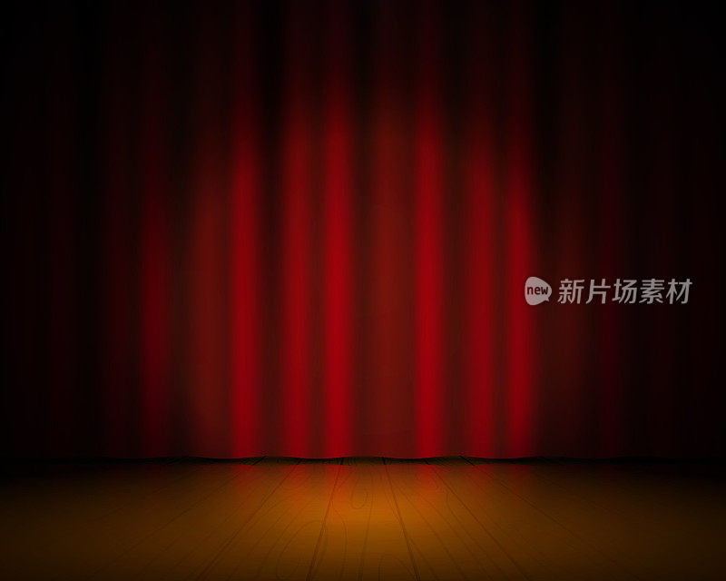 1904.m30.i030.n019.S.c12.764700475舞台，红色窗帘。封闭的电影院和歌剧背景与红色的窗帘和聚光灯。矢量3D优雅的backdrop_f