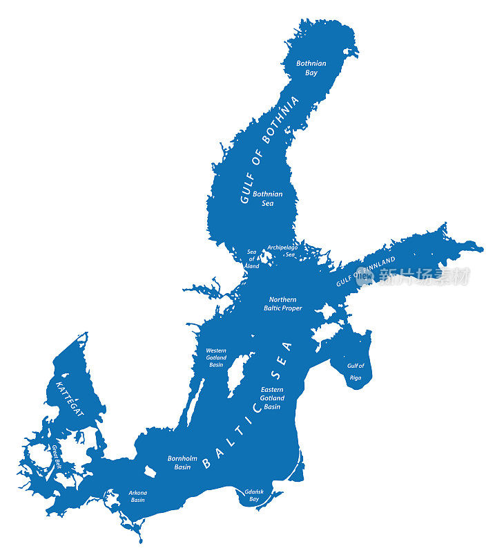 北欧波罗的海的剪影地图