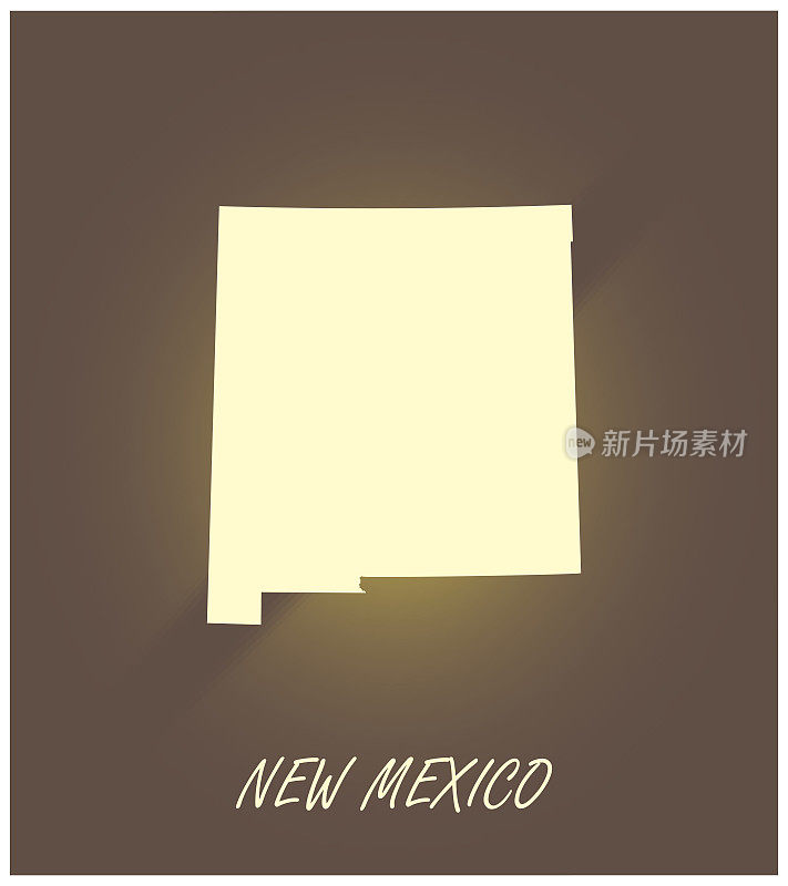 新墨西哥地图矢量轮廓制图黑色和白色照明grunge背景插图