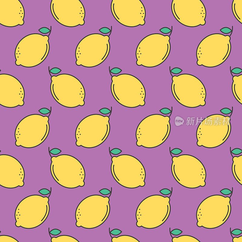 水果图标无缝模式，柠檬