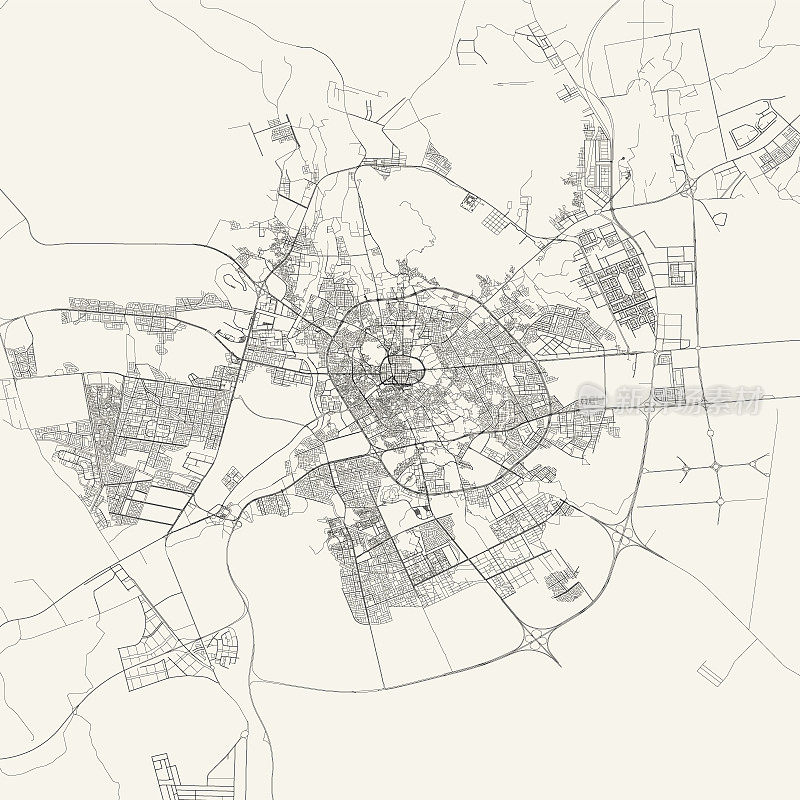 麦地那，沙特阿拉伯矢量地图