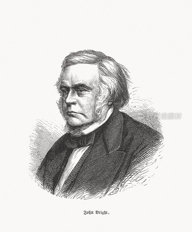 约翰・布赖特(1811-1889)，英国政治家，木版画，1893年出版