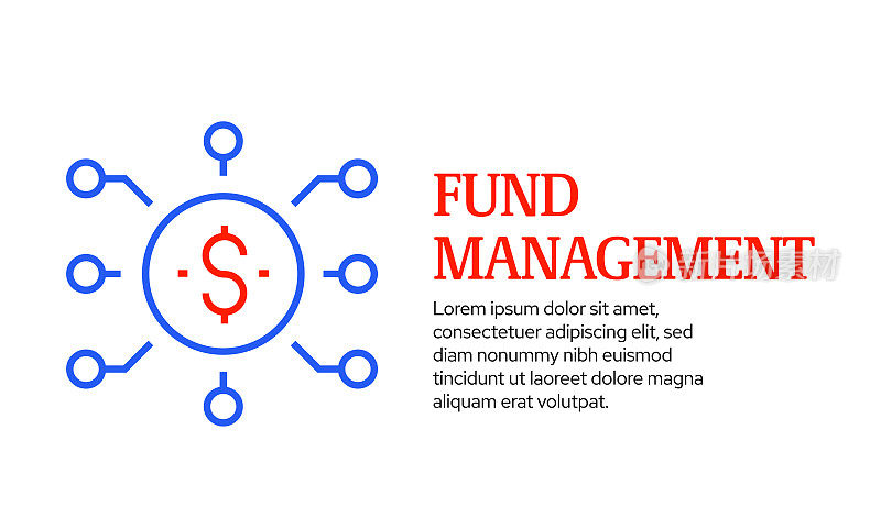 基金管理概念，矢量线图标模板设计