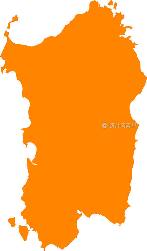 撒丁岛的橙色地图