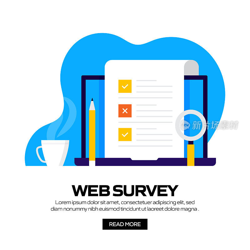 在线调查概念矢量插图网站横幅，广告和营销材料，在线广告，社交媒体营销等。