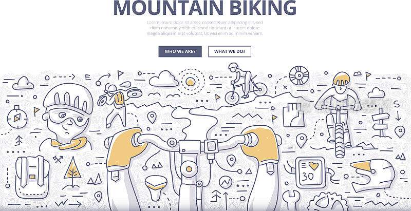 山地自行车涂鸦概念