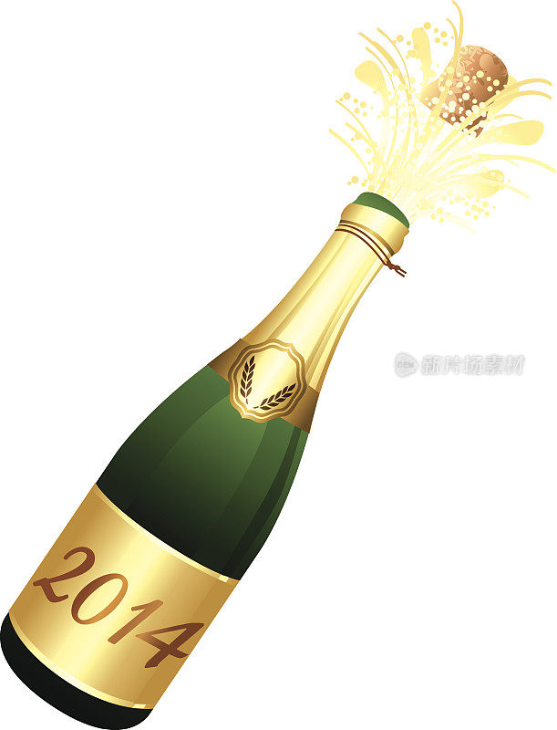 一瓶香槟，2014年的标签。