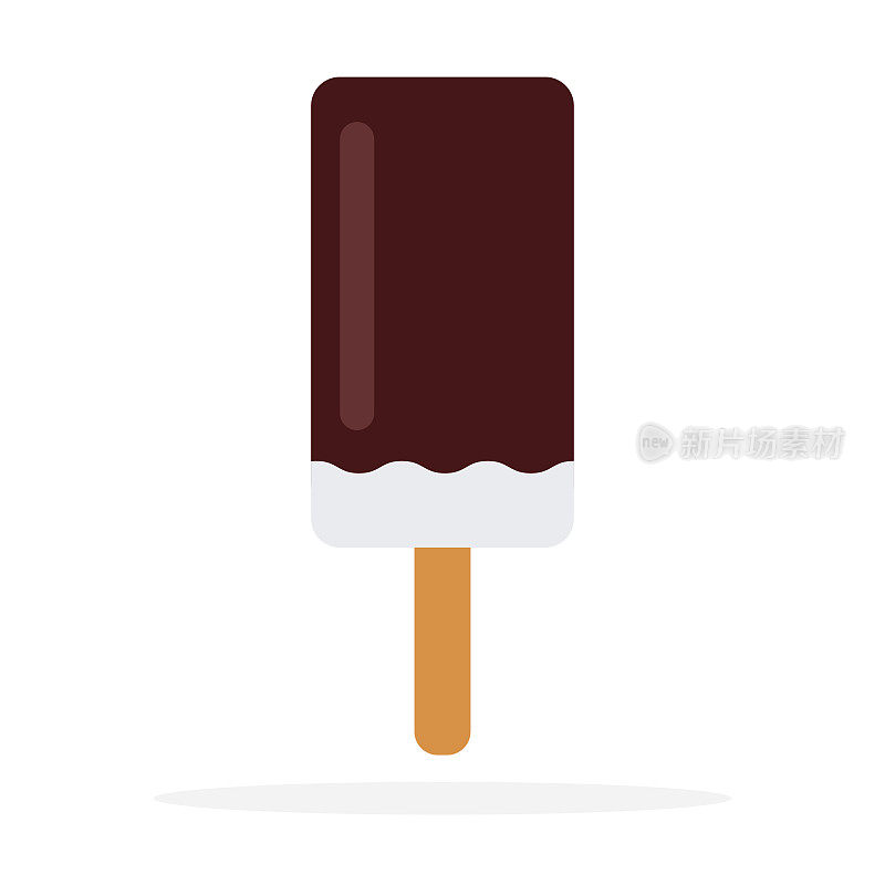 冰淇淋上的一根棒子与巧克力釉平孤立