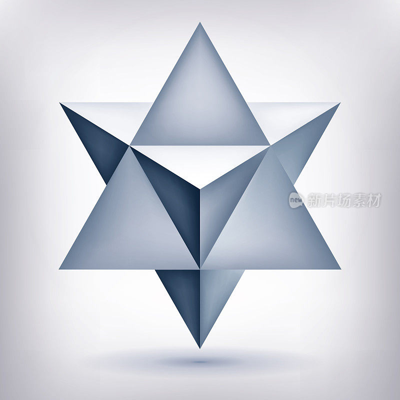 Merkaba，三维晶体，几何形状，体积星，网格形式，抽象矢量对象