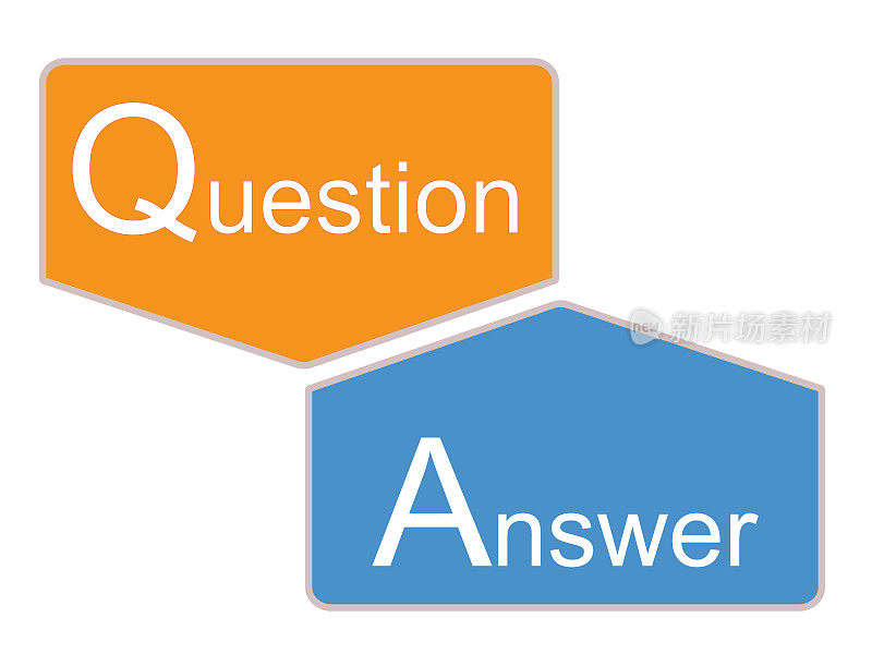 Q和白色背景上的一个图标。问答符号。平的风格。Q和一个符号设计。