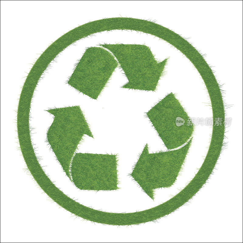 绿色标志的循环利用，孤立在白色背景。