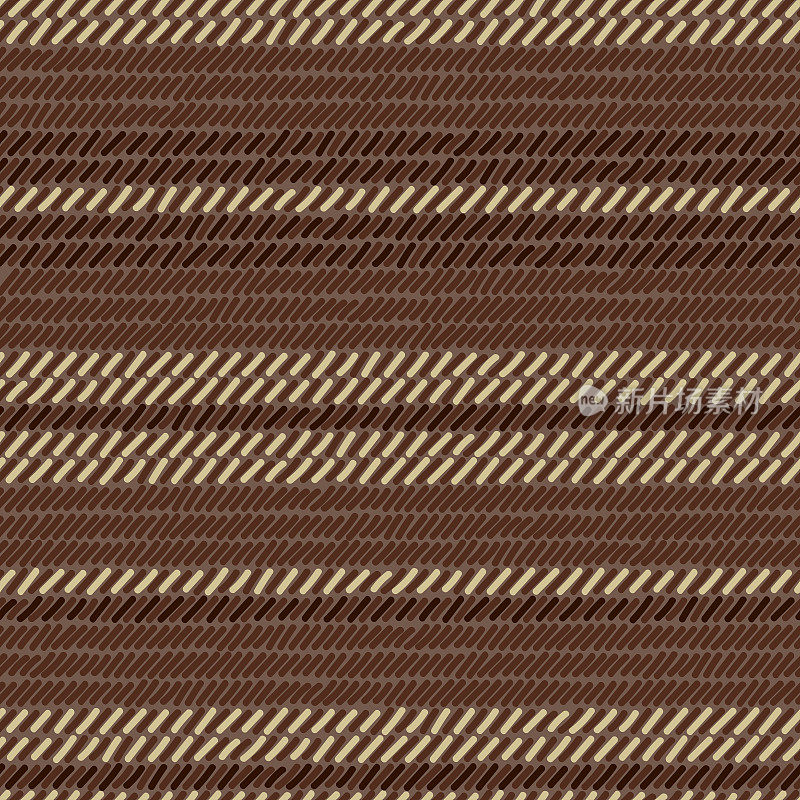 褐色和米色地毯编织条纹织物无缝图案，矢量