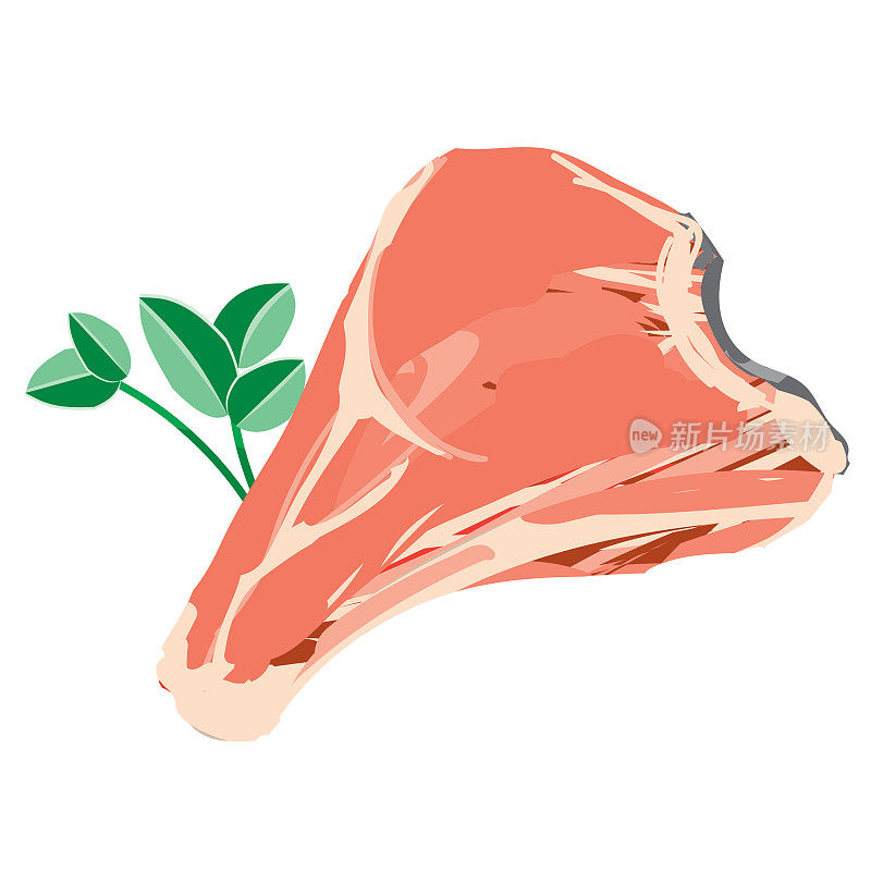 屠夫商店的肉猪肉切在白色的背景上的图标