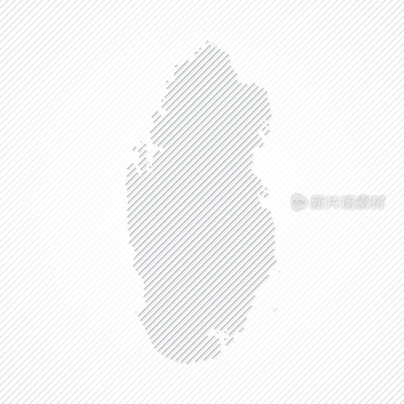 卡塔尔地图设计与白色背景上的线