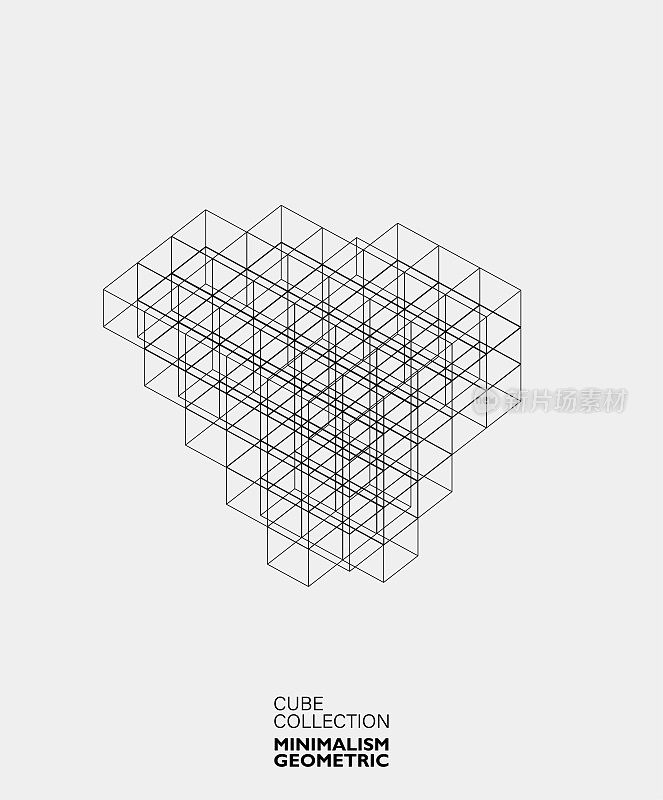 抽象极简主义几何三维立方体图案背景