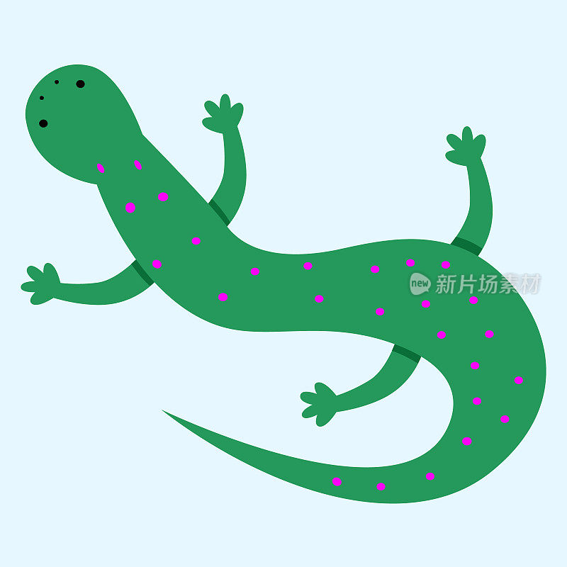 矢量插图的绿色蜥蜴在一个平坦的风格
