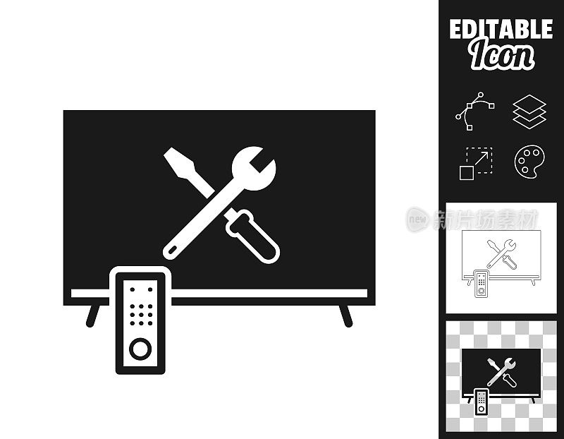 电视设置-工具。图标设计。轻松地编辑