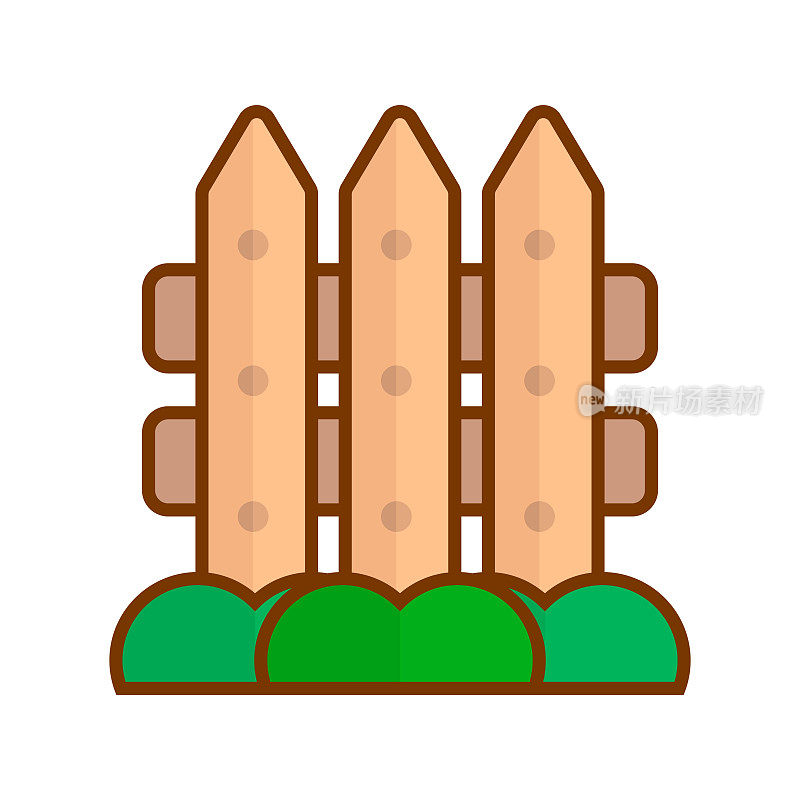 平面设计木制围栏图标。向量。