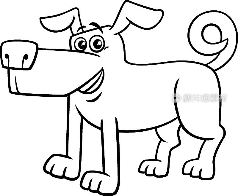 卡通狗漫画动物人物涂色页