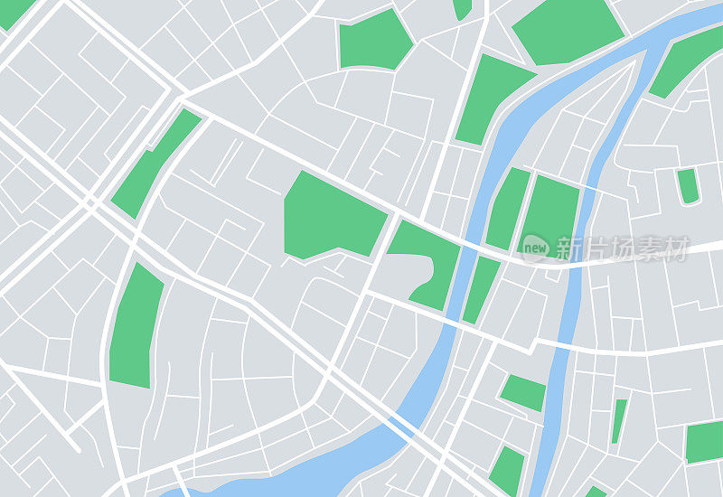 市中心地图。可用于城市导航设计。矢量插图。